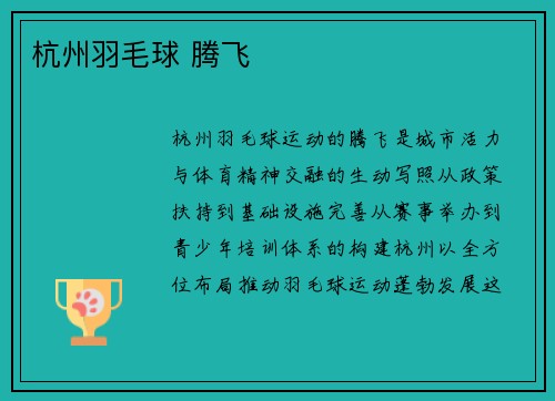 杭州羽毛球 腾飞